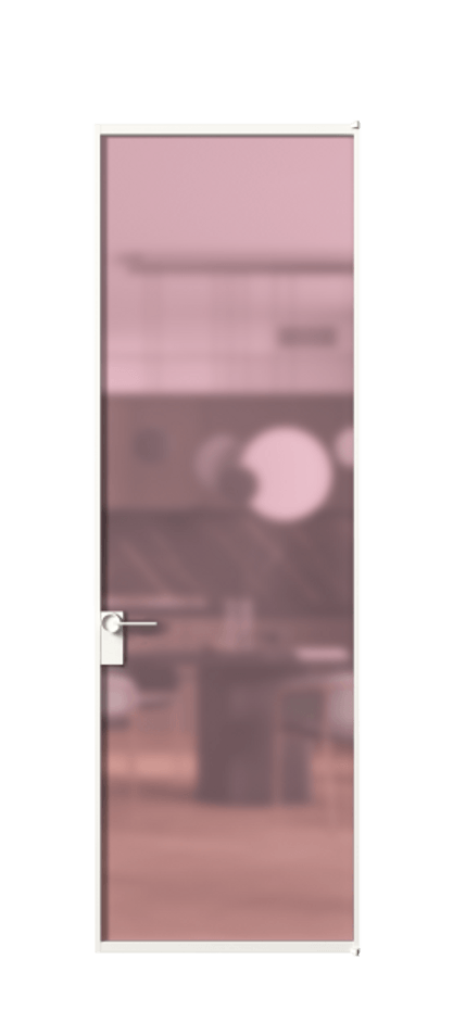 Алюминиевая дверь АЛПЛ040.01 Алюминий Белый Сатинированное розовое стекло, триплекс Цена 779400  | Volhovec