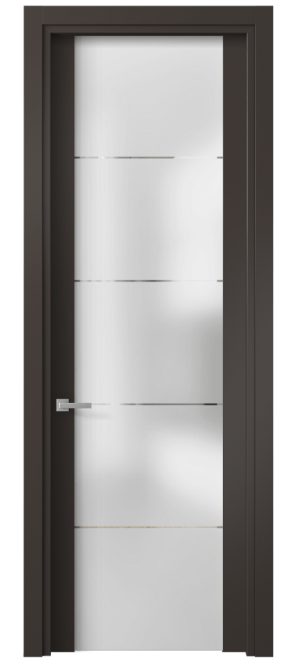 Межкомнатная дверь Planum 4114 Матовый антрацит Сатинированное стекло с гравировкой «КВАДРО», триплекс Цена 406660 AMD | Volhovec
