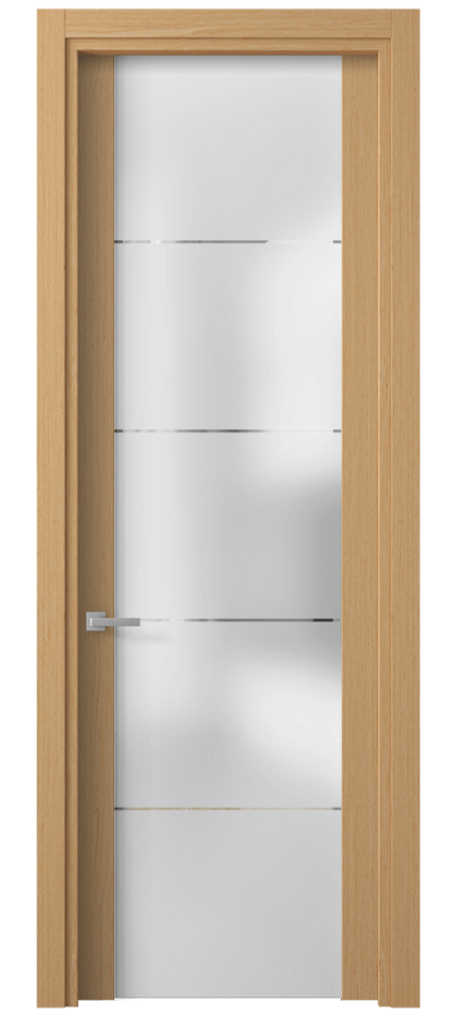 Межкомнатная дверь Planum 4114 Дуб песочный матовый Сатинированное стекло с гравировкой «КВАДРО», триплекс Цена 574580 AMD | Volhovec