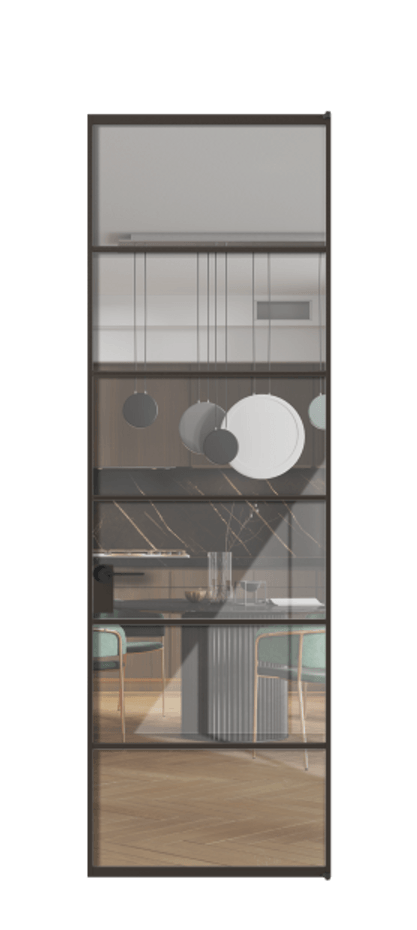 Алюминиевая дверь АЛПЛ040.04 Алюминий антрацит Рефлективное прозрачное стекло "Stopsol", калёное Цена 1061980  | Volhovec