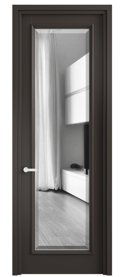 Дверь межкомнатная Шарм 6702 Матовый антрацит Двустороннее зеркало с фацетом, триплекс Узкий классический наличник МАН Цена 100899 ₽ Наличники уже входят в базовый комплект. Фабрика дверей Волховец 8 (800) 551 43 19 Межкомнатная дверь Шарм 6702 Матовый антрацит Двустороннее зеркало с фацетом, триплекс Цена 100899 ₽ | Volhovec