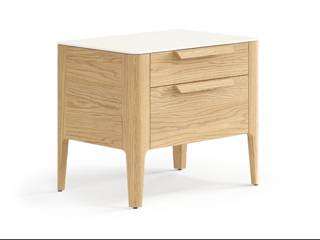Мебель Тумба прикроватная Piega 2 ящика. Цвет Дуб соломенный матовый. Материал Массив дуба матовый. Коллекция Тумба прикроватная Piega 2 ящика. Картинка.