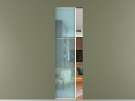 Алюминевая перегородка АЛПР 040.03 ММБ САТ ГОЛ. Цвет Алюминий молочно-белый. Материал Алюминий в эмали. Коллекция Перегородка Formato скрытый пенал 1 створка. Картинка.