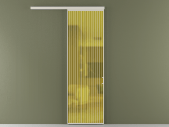 Алюминевая перегородка АЛПР 040.06_АОС_САТ ЖЕЛ_new. Цвет Алюминий облачно-серый. Материал Алюминий в эмали. Коллекция Перегородка Formato вдоль стены 1 створка. Картинка.