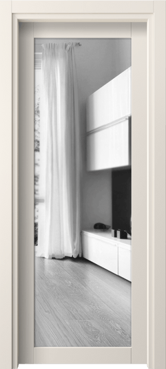 Дверь межкомнатная 2102 ПЭКБ ДВ ЗЕР. Цвет ПЭТ кремово-белый. Материал ПЭТ. Коллекция Neo. Картинка.