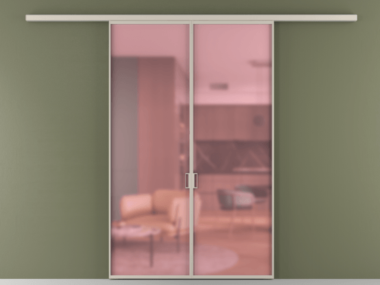 Алюминевая перегородка АЛПР 040.01_АСБЖ_САТ РОЗ_new. Цвет Алюминий светло-бежевый. Материал Алюминий в эмали. Коллекция Перегородка Formato вдоль стены 2 створки. Картинка.